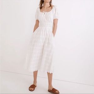 Madewell Sophia Seersucker White Midi Dress